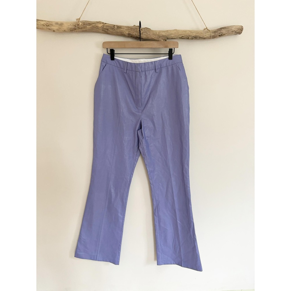 TOPSHOP Faux Leather Flare Pants Lavender Purple High Waisted Women's Size 8